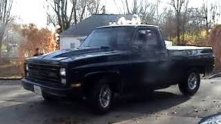 1987 short bed Chevy c10 Truck burnout [upl. by Yllus]