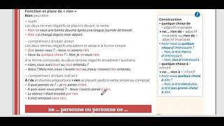 Grammaire expliquée du français La négation partielle rien et personne Leçon 115mp4 [upl. by Lacagnia]