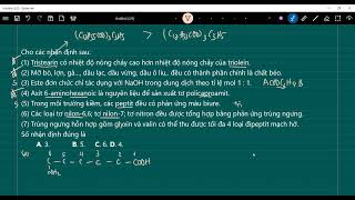 Cho các nhận định sau 1 Tristearin có nhiệt độ nóng chảy cao hơn nhiệt độ nóng chảy của triolein [upl. by Kinom]