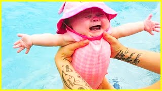 Funny Babies Swimming In The Pool  Baby Outdoor Moments [upl. by Gothurd244]