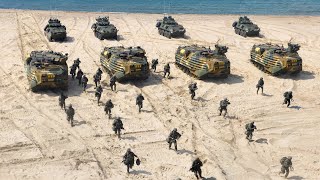 Massive Amount of US amp Korean AAVs in Action During Intense Beach Assault Drill [upl. by Cynthla]