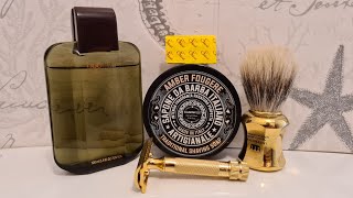 Merkur 34G Amber fougere soap from goodfellas smile shark blade [upl. by Oslec]