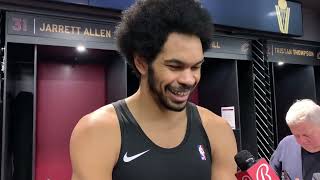 Jarrett Allen Reacts To Matching Up With Spurs Rookie Victor Wembanyama Grateful For Cavs Trust [upl. by Nikral]