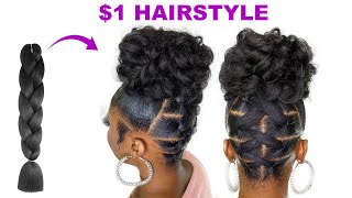 😱I’M SO SHOOK😳 1 Hairstyle Using Braid Extension [upl. by Rodrick]