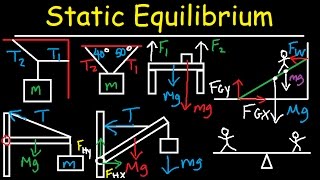 Static Equilibrium  Tension Torque Lever Beam amp Ladder Problem  Physics [upl. by Hannis150]