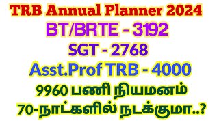 🌿🔥TRB 2024 Annual Planner வழியாக 9960 பணி நியமனம் 70 நாட்களில் நடக்குமா pgtrb latest news today [upl. by Anikahs]