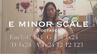 E natural minor scale on the cello 3 octaves tuning 438Hz [upl. by Claudina]