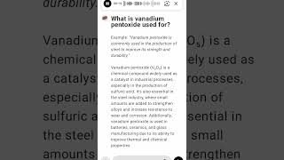 What is vanadium pentoxide used for [upl. by Imuy]