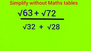 Simplify this nice Math Olympiad  √63√72÷√32√28  surds [upl. by Budd]