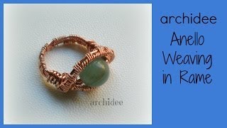 Tutorial  Tecnica Wire  Weaving  Anello in rame con perla in pietra dura  DIY Ring [upl. by Thun277]