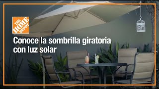 Conoce la sombrilla giratoria con luz solar  Jardín  The Home Depot Mx [upl. by Rramaj493]