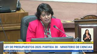 Senadora Yasna Provoste quotEsperamos que el presupuesto de Ciencias sea aprobado ampliamentequot [upl. by Ynoyrb]