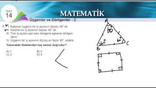 5SINIF MATEMATİK ÜÇGENLER VE DÖRTGENLER2 MEB KAZANİM TESTİ 14 [upl. by Lapham]