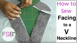 Sewing Facing to a V Neckline [upl. by Lyda]