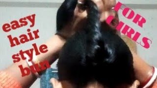 easy hair style bun for girls with long thin hair ❤️ Shiwlis hairstyle 133❤🙏 like share subscribe [upl. by Nohtanhoj]