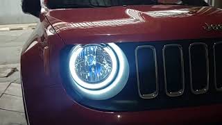 Jeep Renegade  Farol Personalizado Angel Eyes Premium com Seta [upl. by Oderfliw286]