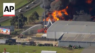 Chemical explosion sparks large fire at a factory in Melbourne [upl. by Valeria331]