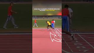 USAIN BOLT WARM UP BEFORE 200M WORLD RECORD⚡😱worldrecord usainbolt sprinter sprinting running [upl. by Center]