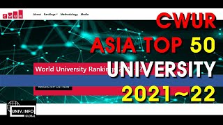 2022 CWUR ASIA TOP UNIVERSITY 50 [upl. by Mian]