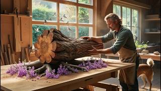 Upcycling Magic Transforming Black Scrap Wood into a Stunning Coffee Table with Flowers and Epoxy [upl. by Eelyah]