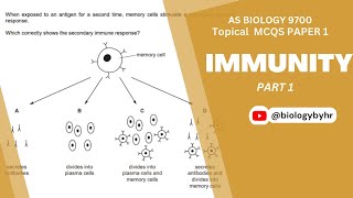 Immunity  Topical MCQs Paper 1  Part 1  AS BIOLOGY 9700  biologybyhr [upl. by Strohben]