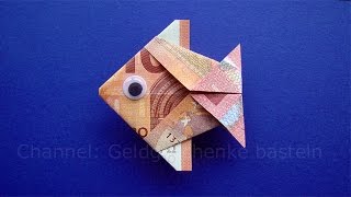 Geldscheine falten Fisch Tiere basteln für Geldgeschenke  Geld falten zur Hochzeit  Origami [upl. by Yahsel]