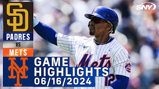 Mets vs Padres 6162024  NY Mets Highlights  SNY [upl. by Carboni11]