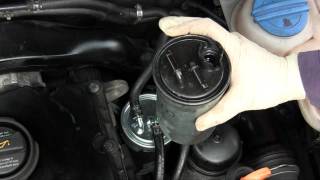 How to change the fuel filter on a VW TDI engine and Audi TDI engine DIY replacement [upl. by Johppa]