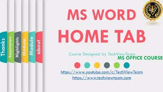 6 MS WORD  HOME TAB  MS OFFICE COURSE  TechView Team [upl. by Maryjane]