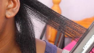 STRAIGHTENING MY 1 YEAR POST TRANSITIONING 4C HAIR [upl. by Shayne]