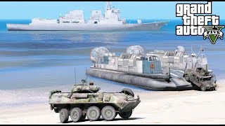 Navy LCAC Hovercraft Beach Landing in GTA 5 [upl. by Ayarahs]