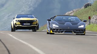 Chevrolet Camaro Bumblebee vs Lamborghini Centenario vs Ferrari SF90 Stradale at Highlands [upl. by Trout]