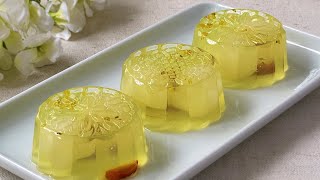 Longan Osmanthus Agaragar Jelly Mooncake Recipe  龙眼桂花燕菜果冻月饼 [upl. by Sekofski]