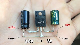 7805 Voltage Regulator Circuit  12v to 5v Stepdown Converter [upl. by Tessy237]