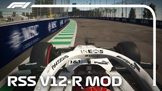 The NEW V12 F1 Car Around Jeddah Onboard Engine Sounds [upl. by Jarlen]