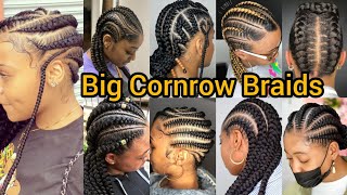 Big Cornrow Hairstyles for black women  Straight Back Cornrows  Feed in Braids  Goddess Braids [upl. by Lillis829]