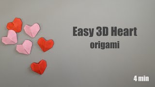 3D Origami Heart  How to make a Dimensional Paper Heart  EASY Origami Hearts for Valentines day [upl. by Erusaert]