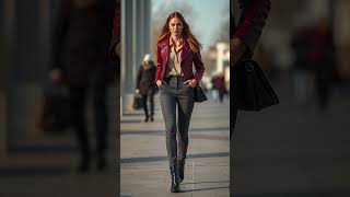 5 Stylish Leather Jacket amp Tailored Trousers Outfits fashion style shorts [upl. by Dorelle]