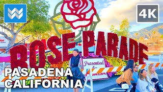 4K 2022 Rose Parade Float Viewing in Pasadena California  New Year Walking Tour 🎧 Binaural Sound [upl. by Yarled185]