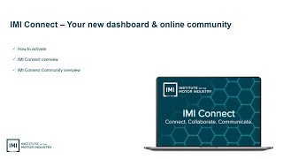 Your IMI Connect Dashboard amp Online Community [upl. by Archibaldo]