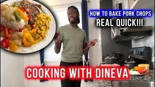 How To Bake Pork chops w Funky Dineva [upl. by Nillad]