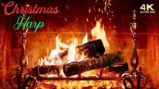 🔥 Christmas Fireplace w Peaceful Harp Christmas Music 🔥🎄 Instrumental Christmas Fireplace Ambience [upl. by Kayne]