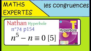 Terminale Maths ExpertesArithmétique et congruenceExercice 74 p 154 Nathan Hyperbole [upl. by Nagah955]