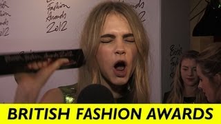 Cara Delevingne Reacts  British Fashion Awards 2012 Best Model  FASHTAG [upl. by Kapoor]