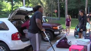 UMass Football Helps Students Move In [upl. by Enirhtak]