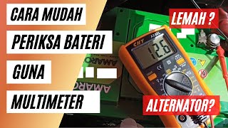 Cara pasang amp check bateri kereta guna multimeter Alternator atau bateri lemah [upl. by Ertnod]