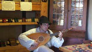 Medieval lute music  Saltarello Playing Lute guitar or German lute at Narva Castle Estonia [upl. by Yendirb]