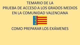 Temario de la prueba de acceso a grado medio de la Comunidad Valenciana Ámbito científico [upl. by Perla843]