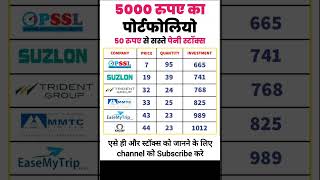 50 रूपए से सस्ते पैनी स्टॉक्स ₹5000 का Portfolio share market today analysis shorts viral [upl. by Neeloj]