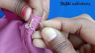 Easy way to stitch blouse hook and hook loop  easy and simple method for stitching method [upl. by Enilrac487]